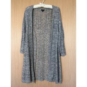 Torrid Pointelle Knit Linen Blend Long Cardigan Sweater Size 2X Gray 3/4 Sleeve